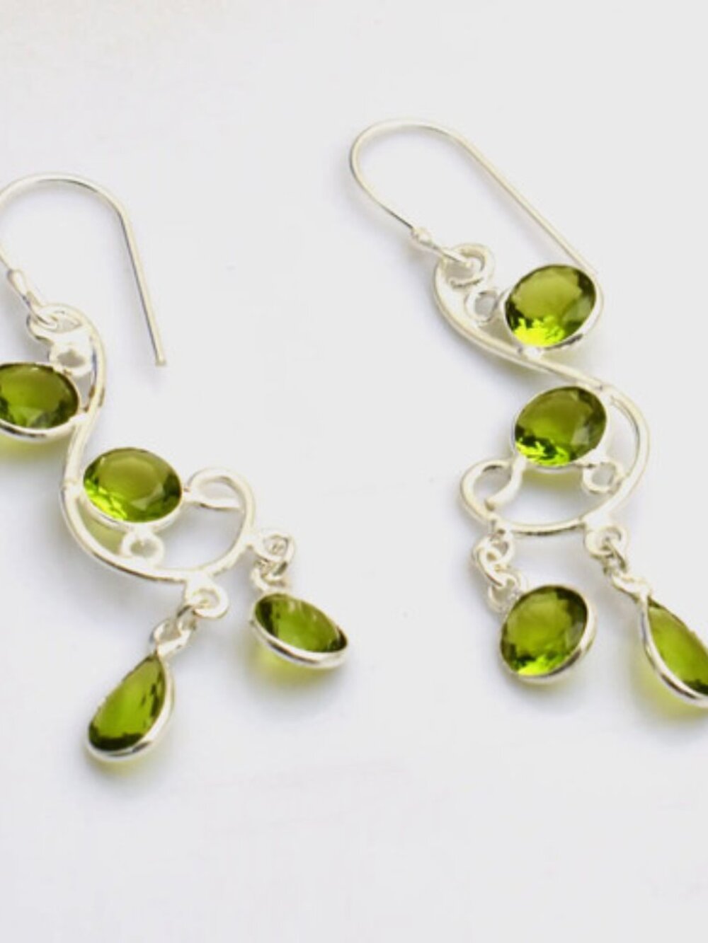 Peridot Gemstone Sterling Silver Drop Dangle Earrings